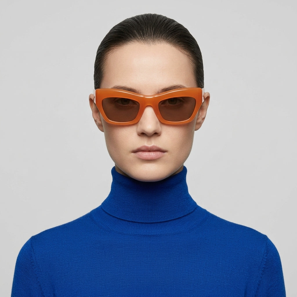 Chunky Orange Rectangle Sunglasses