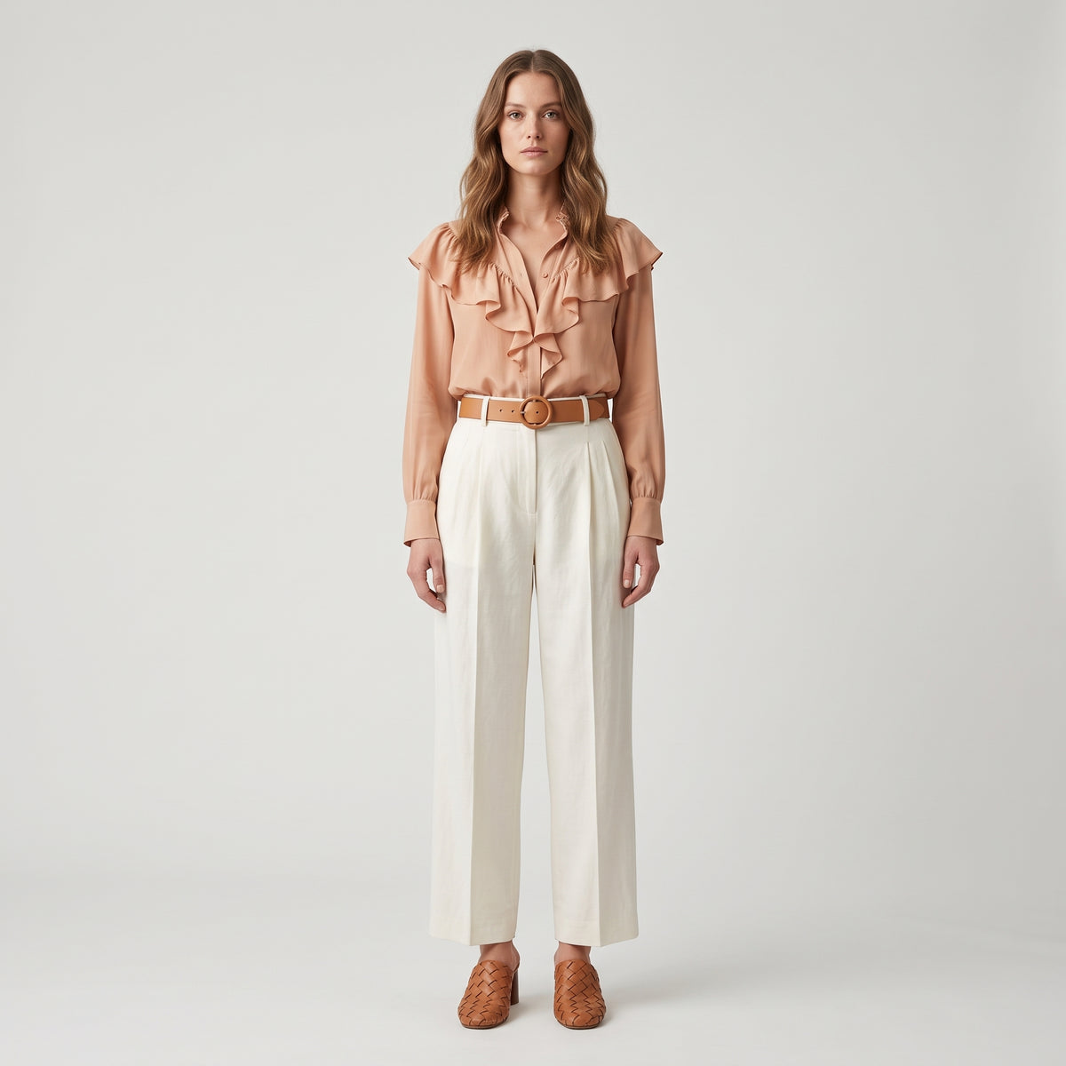 CHLOE White Pleated Wide-Leg Trousers - view 3