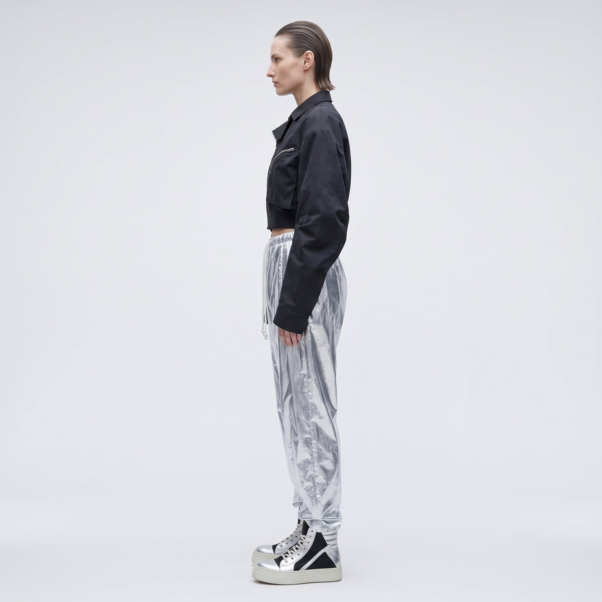 ACT N1 Metallic Silver Drawstring Trousers - view 3