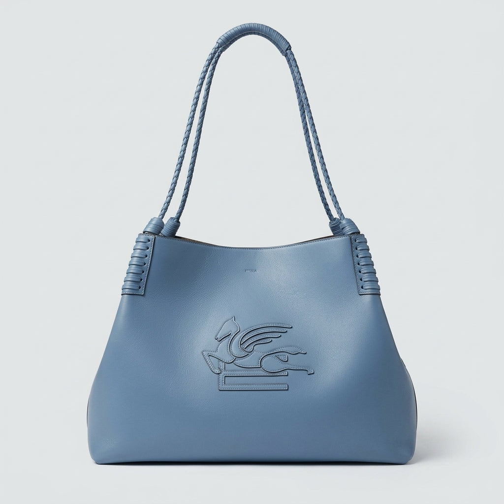 Embossed Pegasus Leather Shoulder Bag