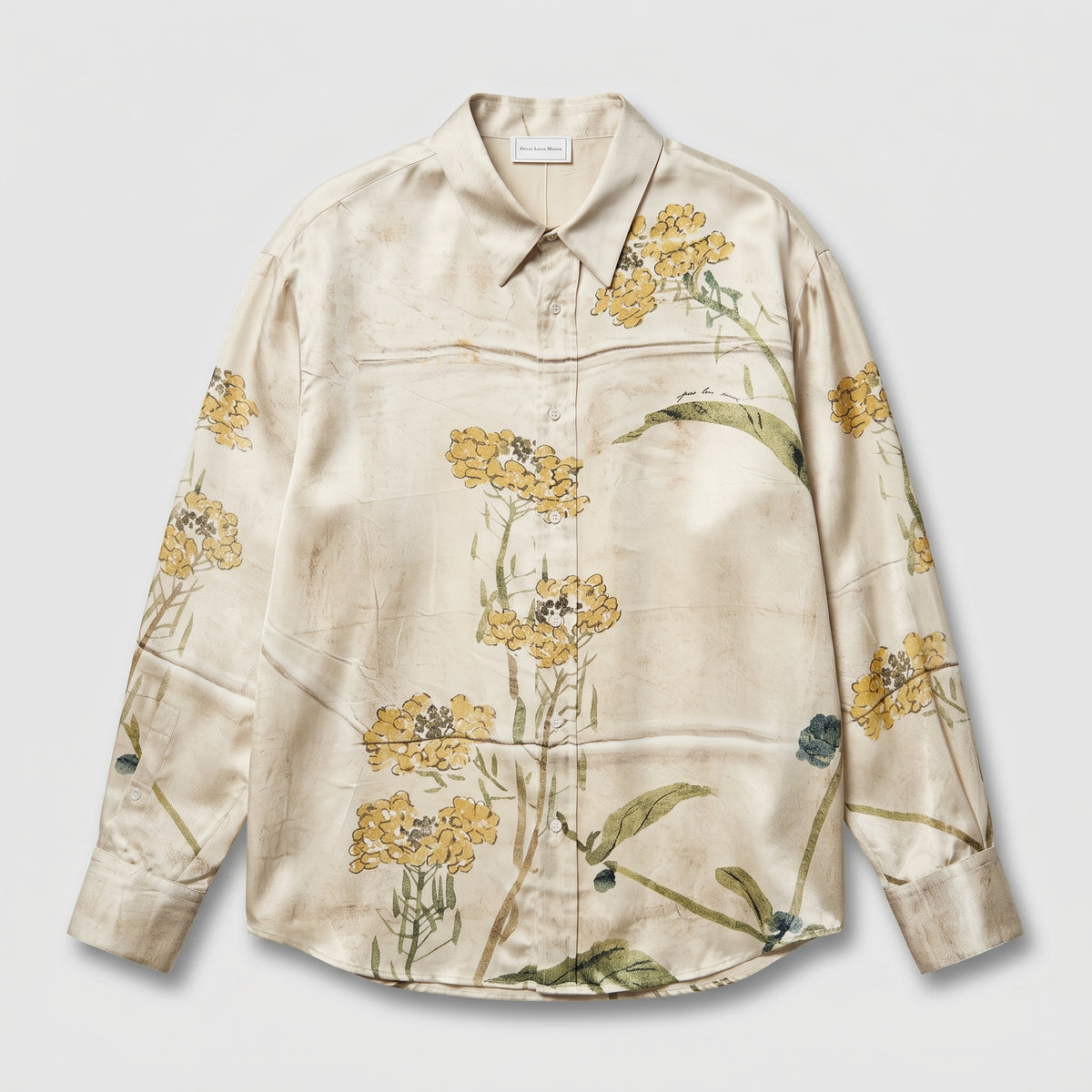 PIERRE LOUIS MASCIA Yellow Floral Print Silk Shirt