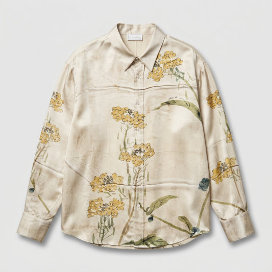 PIERRE LOUIS MASCIA Yellow Floral Print Silk Shirt