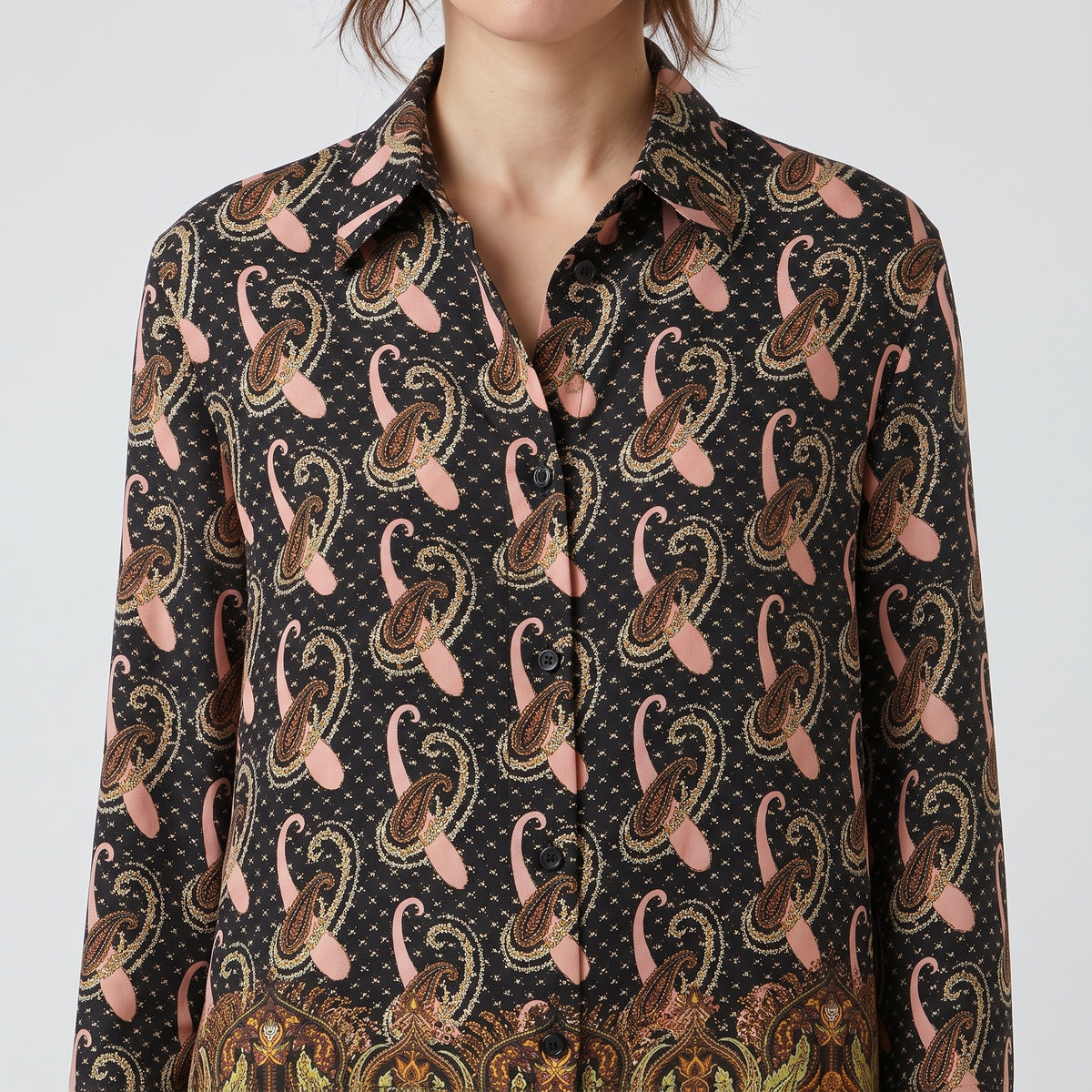 ETRO Black Paisley Printed Silk Shirt - view 2
