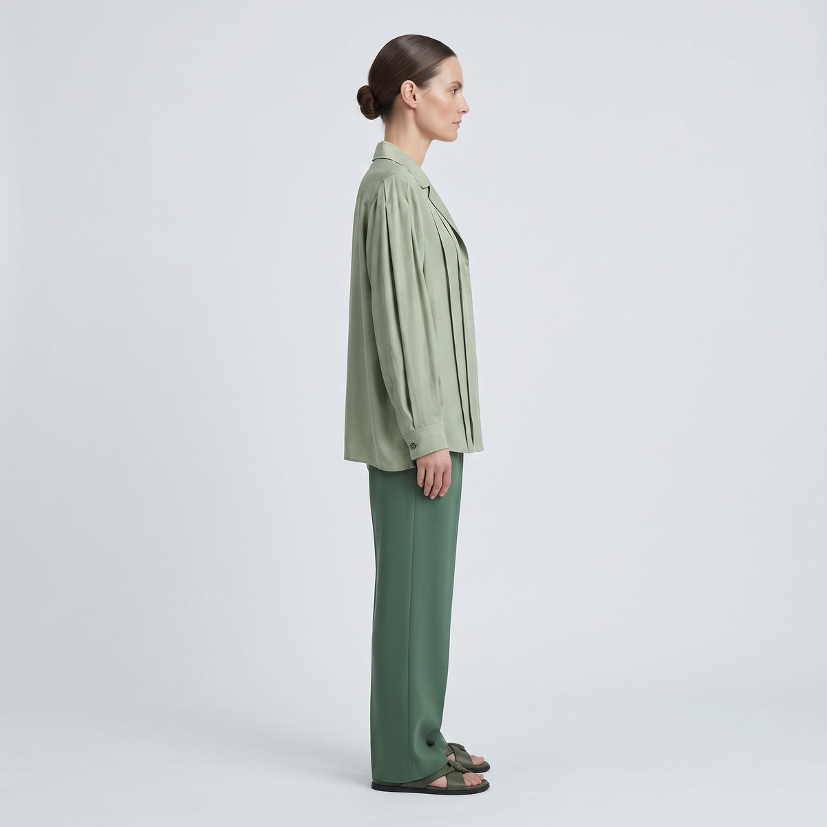 ALBERTA FERRETTI Sage Green Pleated Shirt - view 4