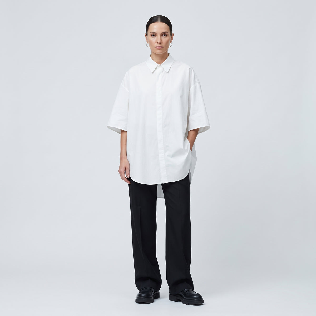 CALCATERRA Oversized Short Sleeve Cotton Shirt - view 3