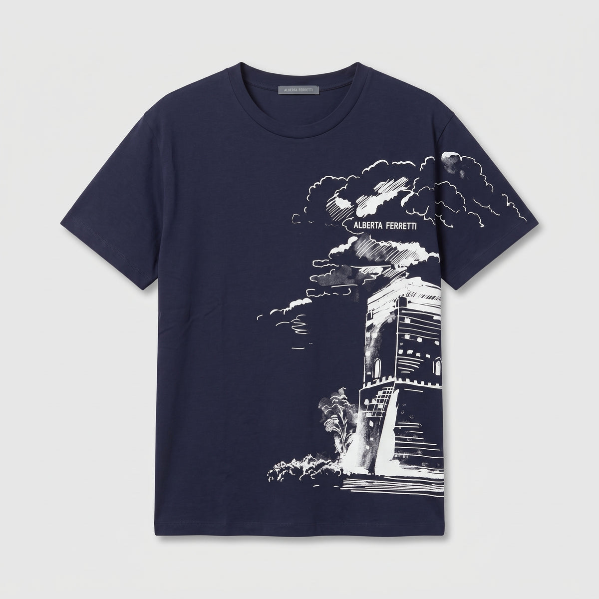 ALBERTA FERRETTI Navy Graphic Print Cotton T-Shirt