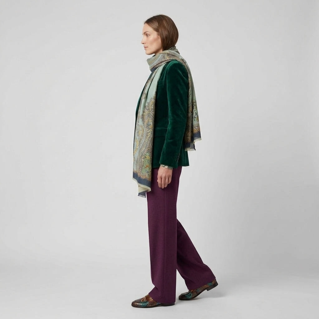 ETRO Paisley Floral Silk Wool Scarf - view 3