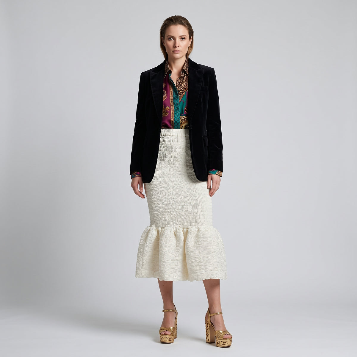 DRIES VAN NOTEN Smocked Cotton Mini Skirt - view 3
