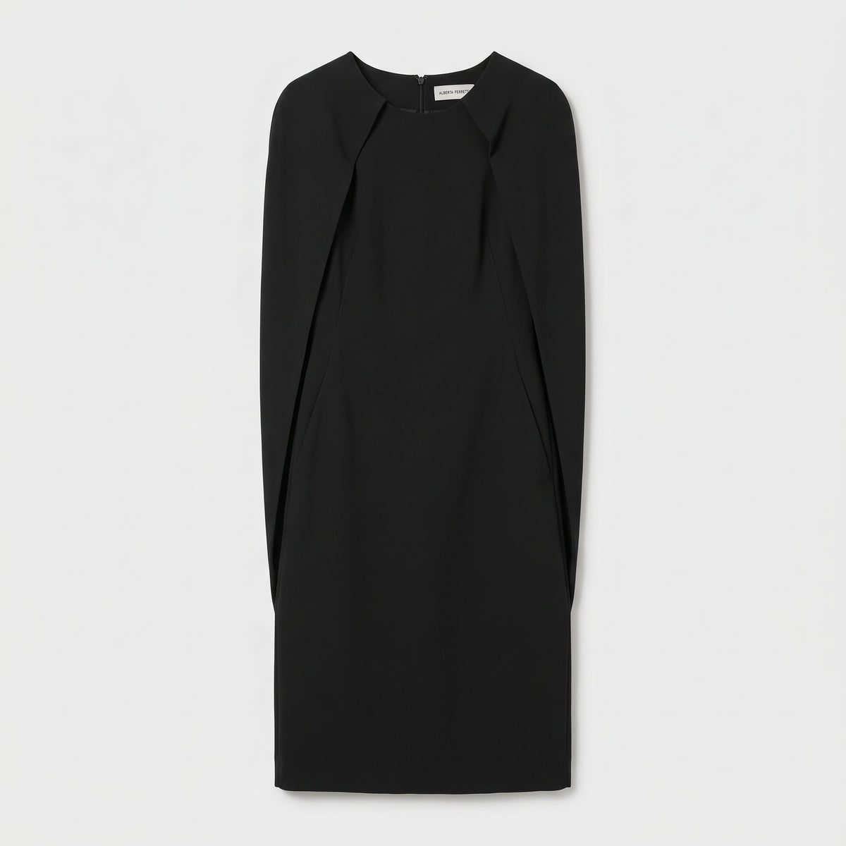 ALBERTA FERRETTI Elegant Black Cape Shift Dress