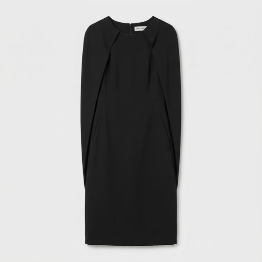 ALBERTA FERRETTI Elegant Black Cape Shift Dress