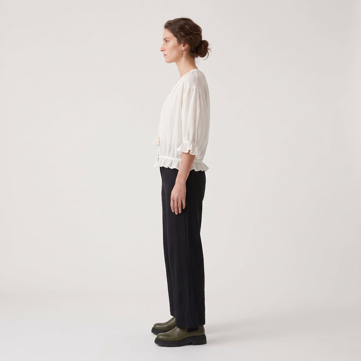 Gardenia Cream Plissé Blouse
