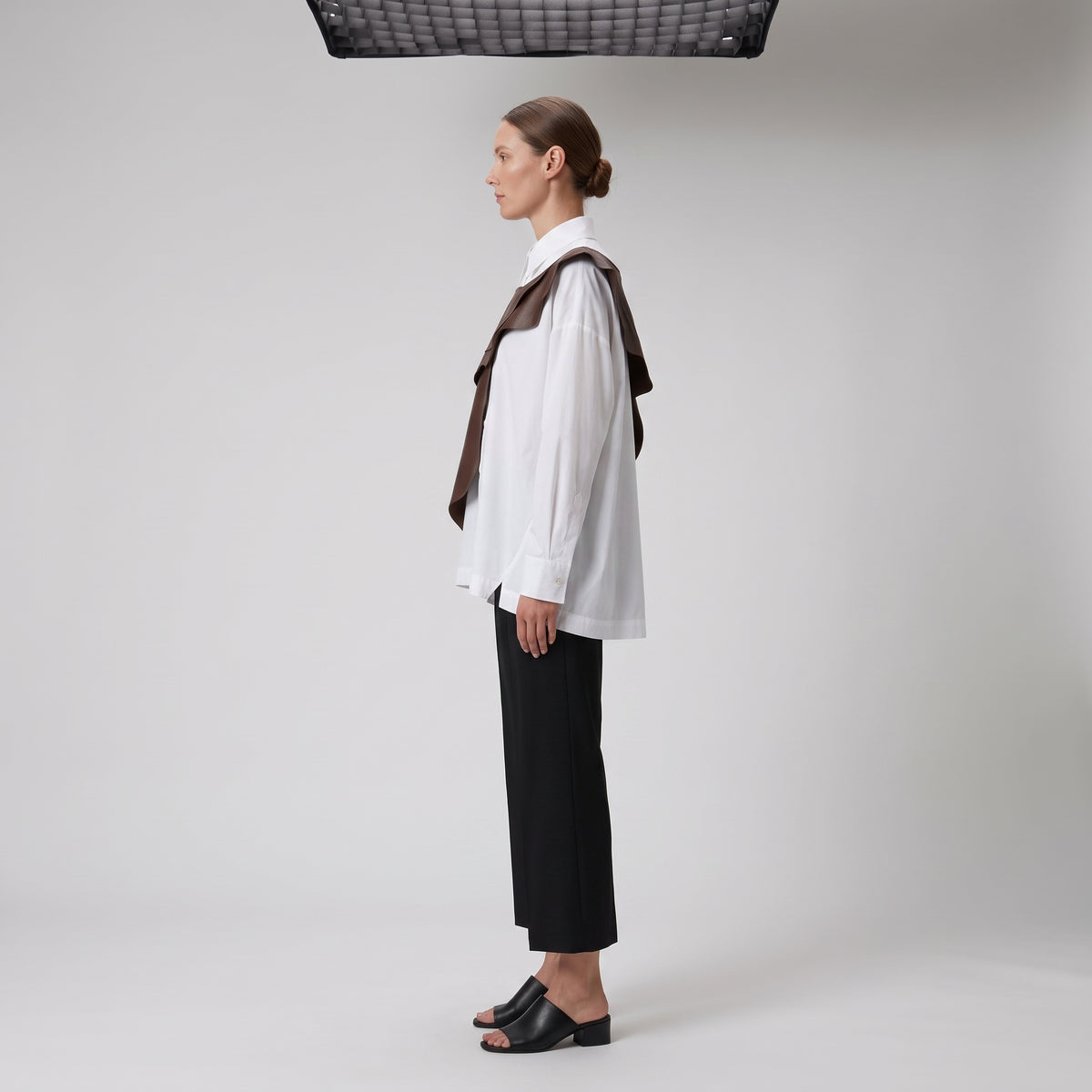 Architectural Brown Faux Leather Vest