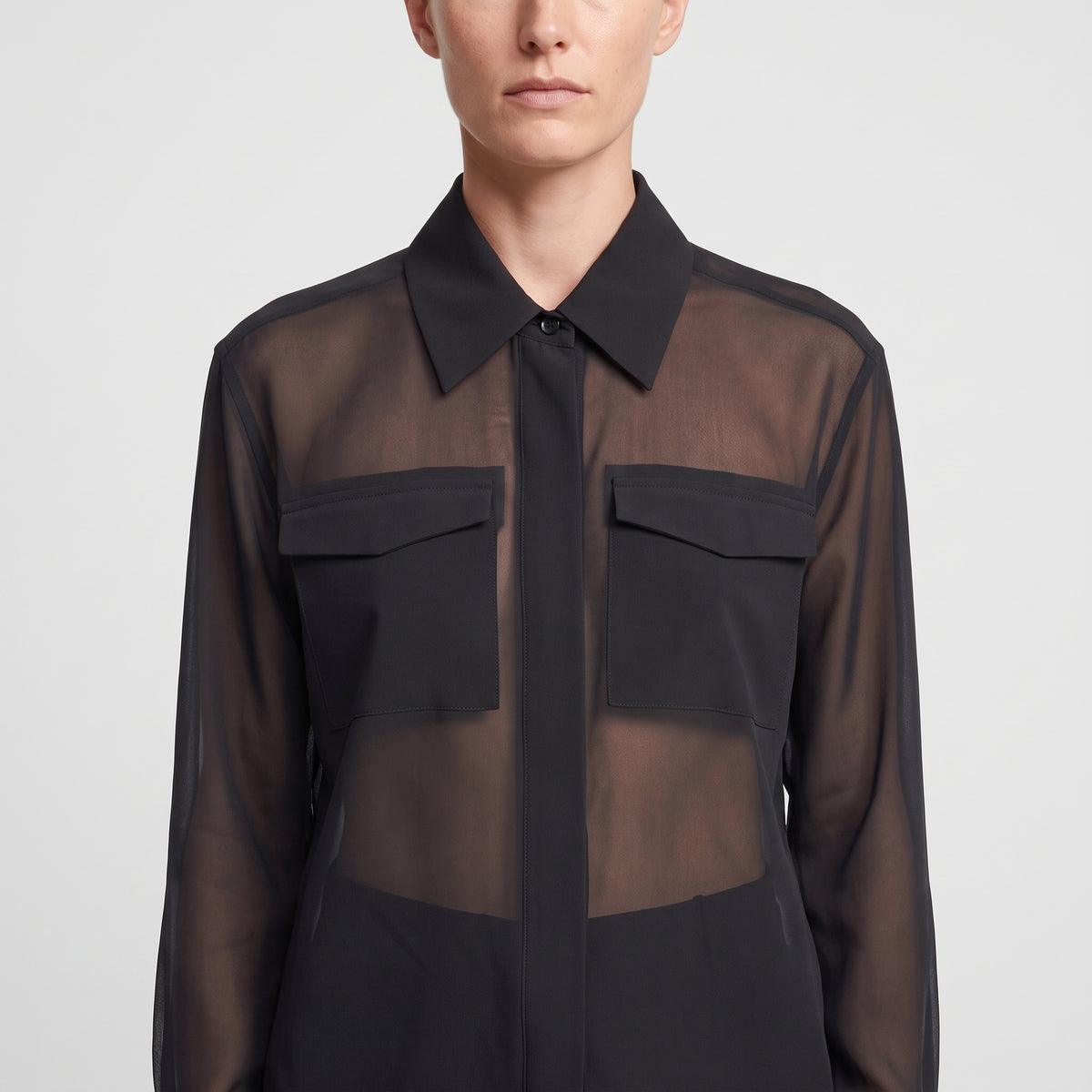 Sheer Utility Button Down Shirt