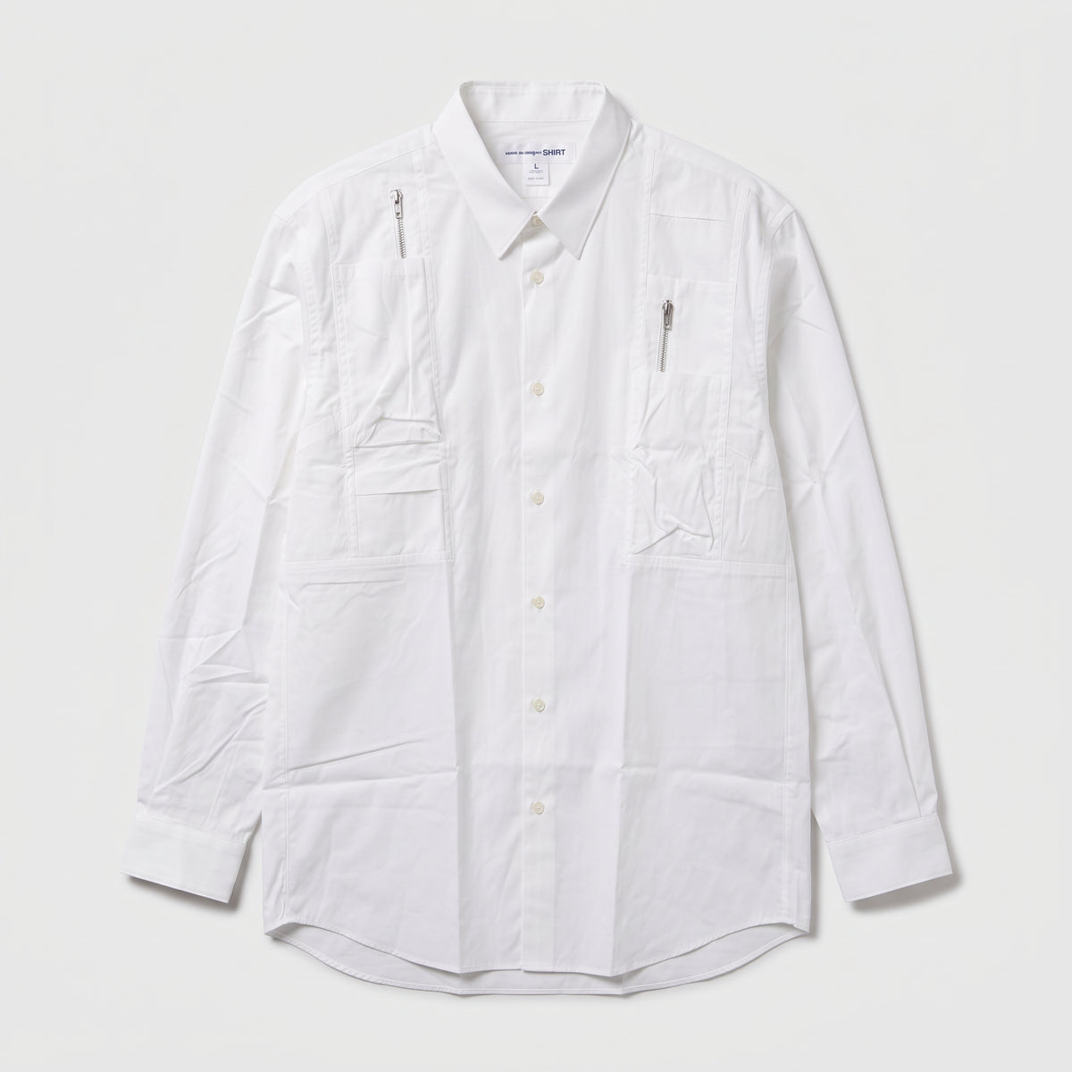 CDG SHIRT White Zipper Detail Utility Shirt