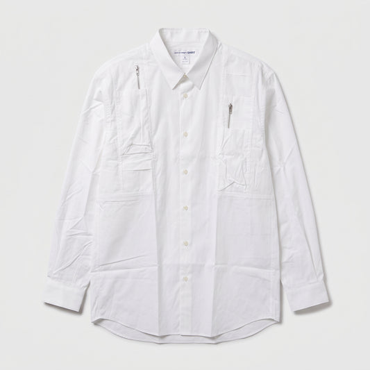 CDG SHIRT White Zipper Detail Utility Shirt