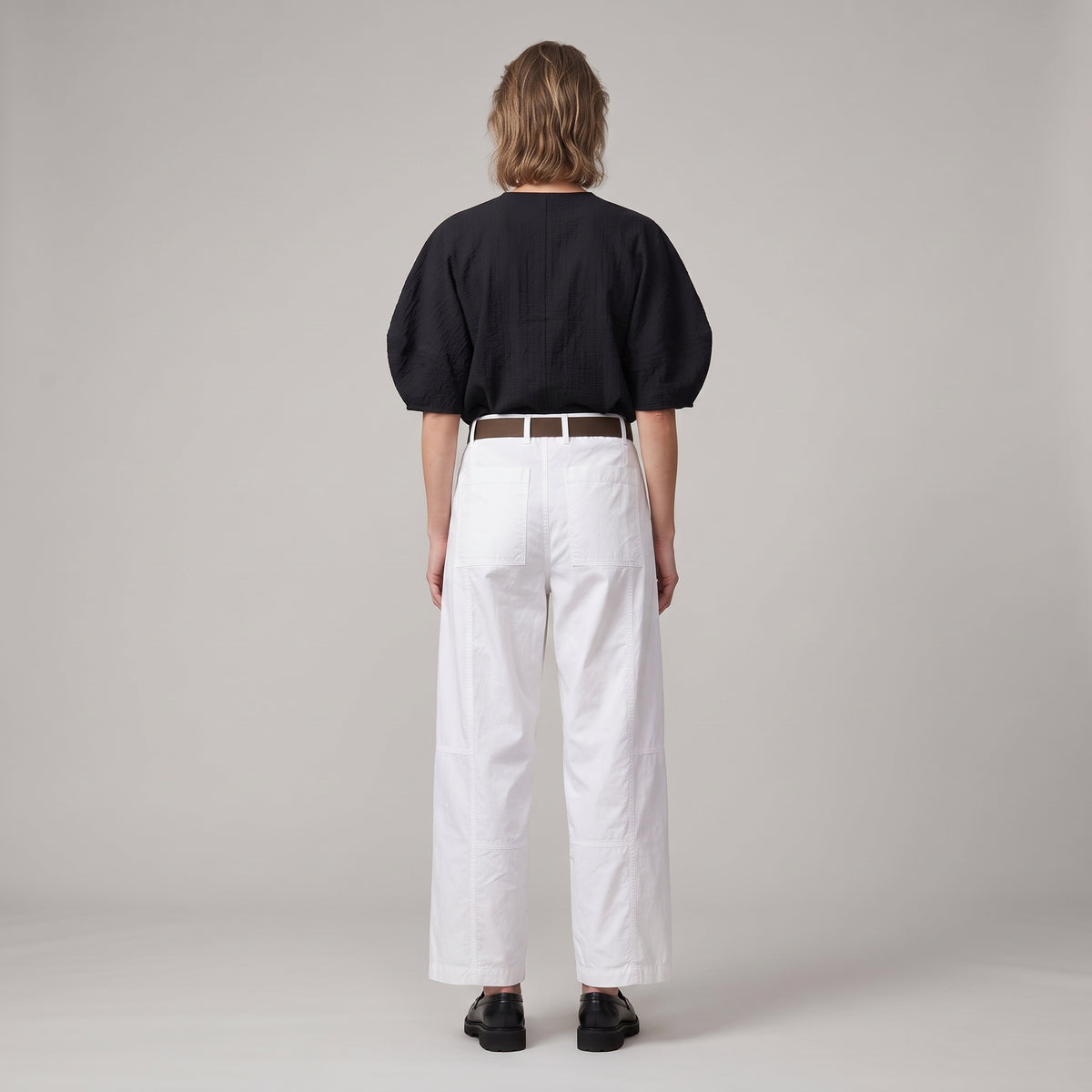 White Belted Wide-Leg Trousers