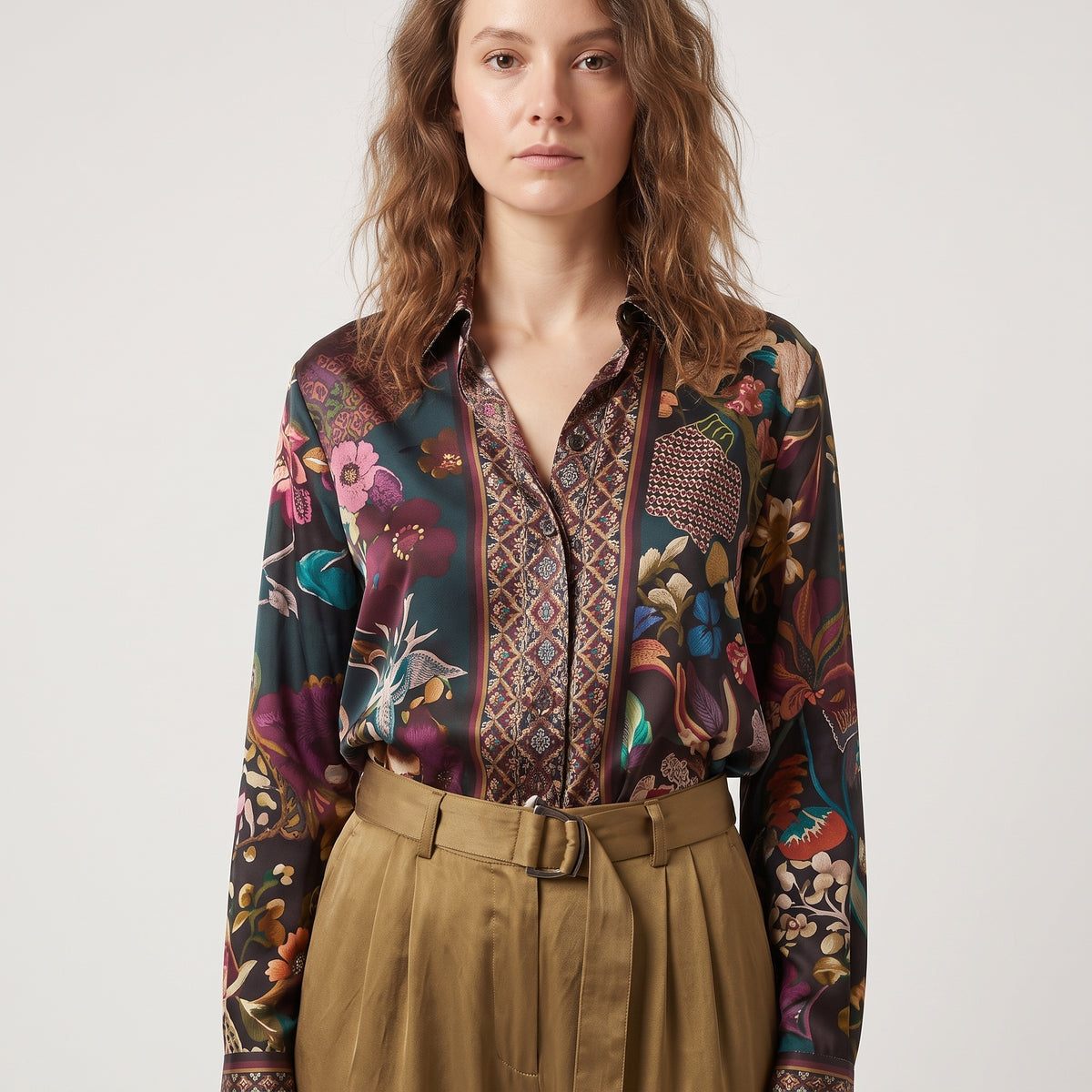 DRIES VAN NOTEN Belted Wide-Leg Satin Trousers - view 2
