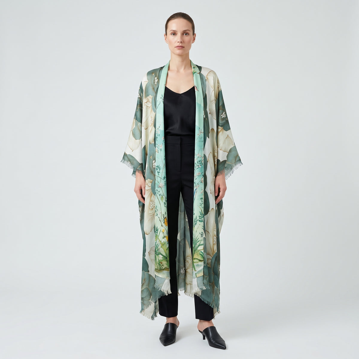 MAISON PASSAGE Green Floral Printed Kimono - view 2