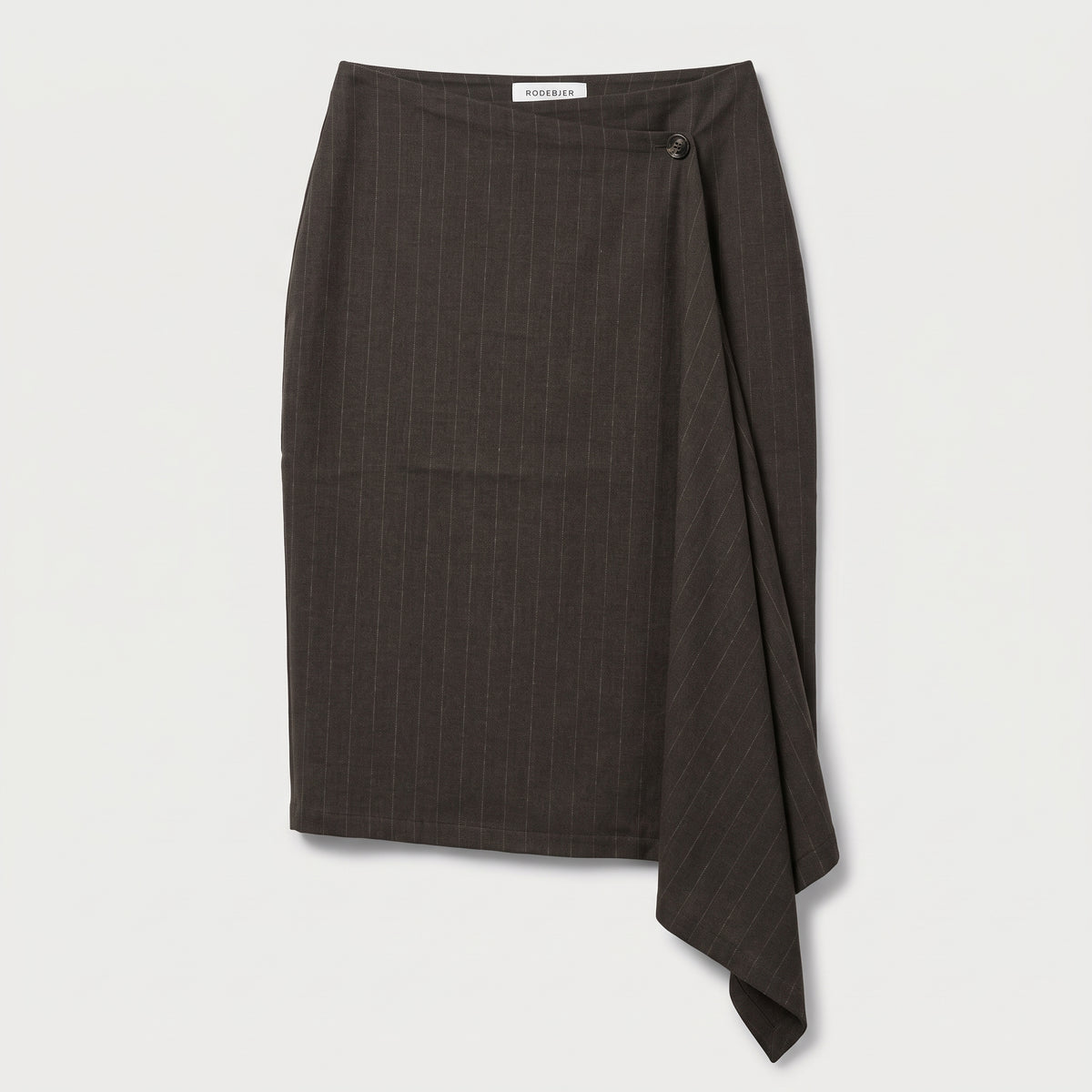 RODEBJER Asymmetric Pinstripe Wrap Skirt