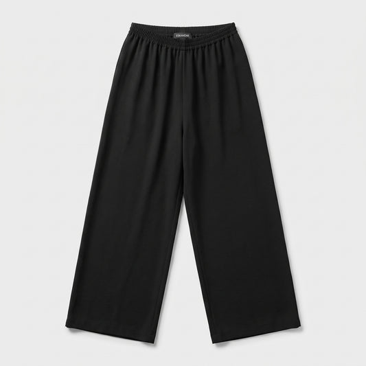 Black Wide Leg Elasticated Trousers