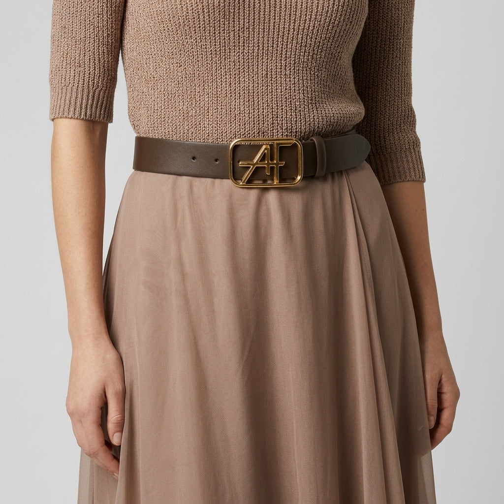 ALBERTA FERRETTI Monogram Buckle Leather Belt - view 2