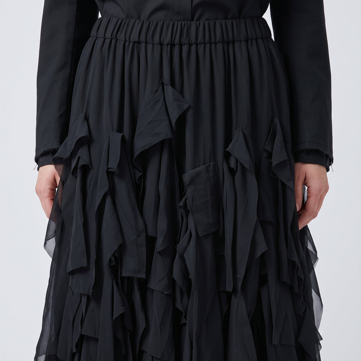 Tiered Ruffled Chiffon Midi Skirt