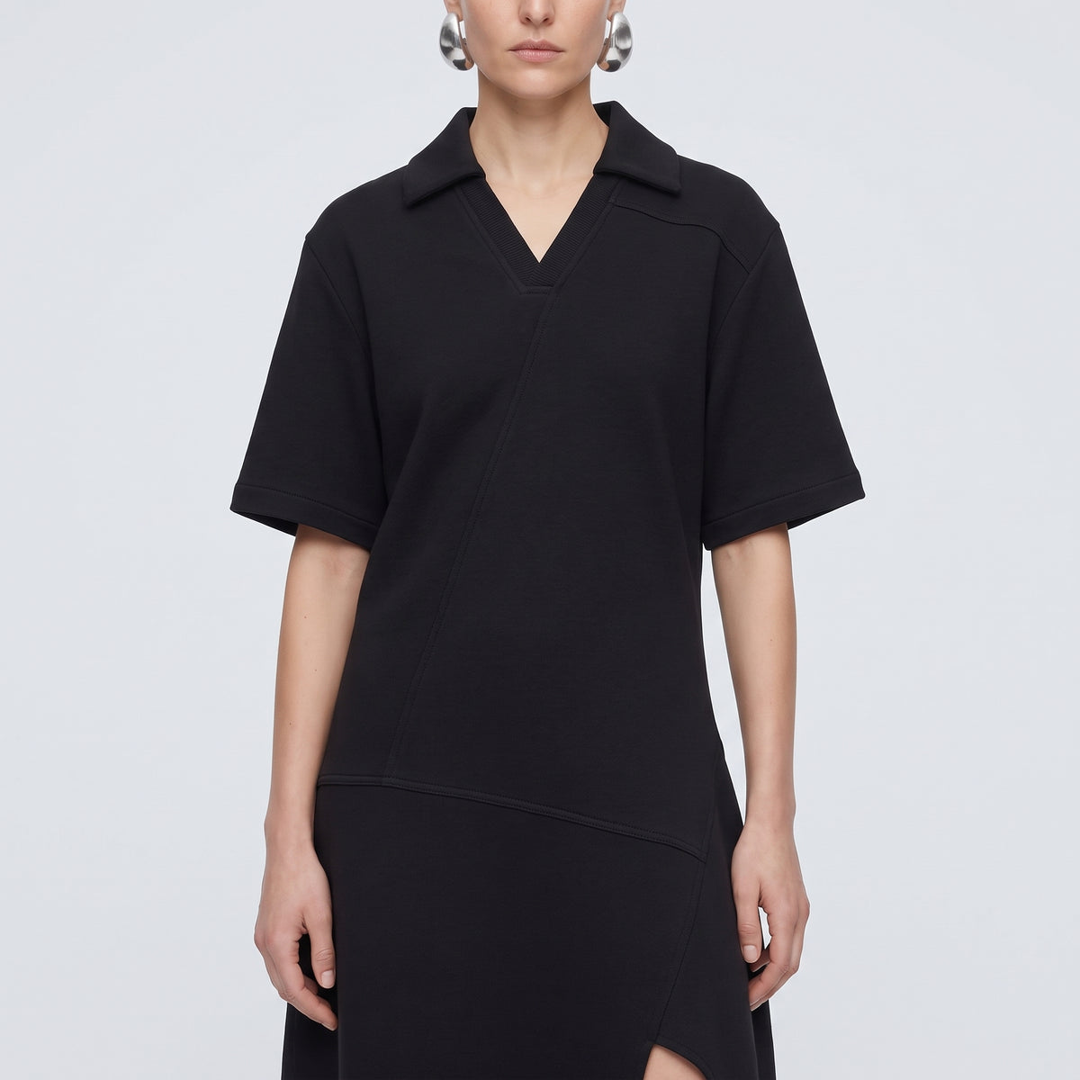 Polo Collar Asymmetric Dress