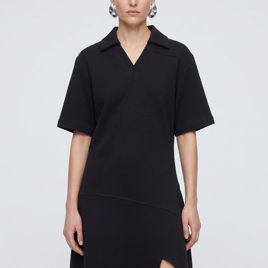 Polo Collar Asymmetric Dress