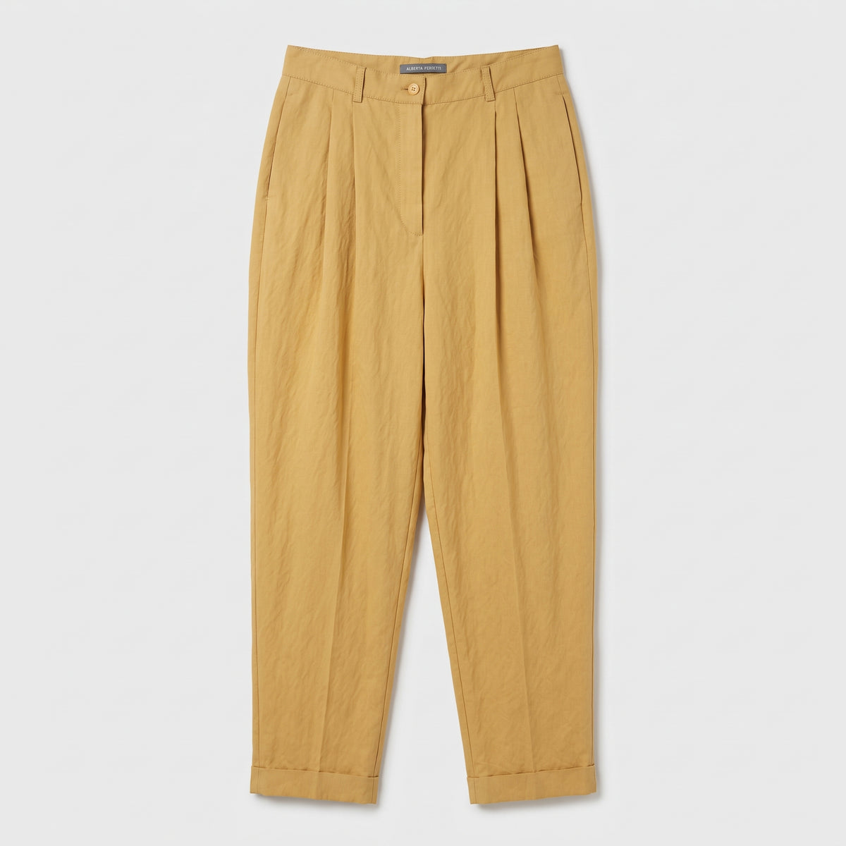 High-Waisted Pleated Gold Trousers