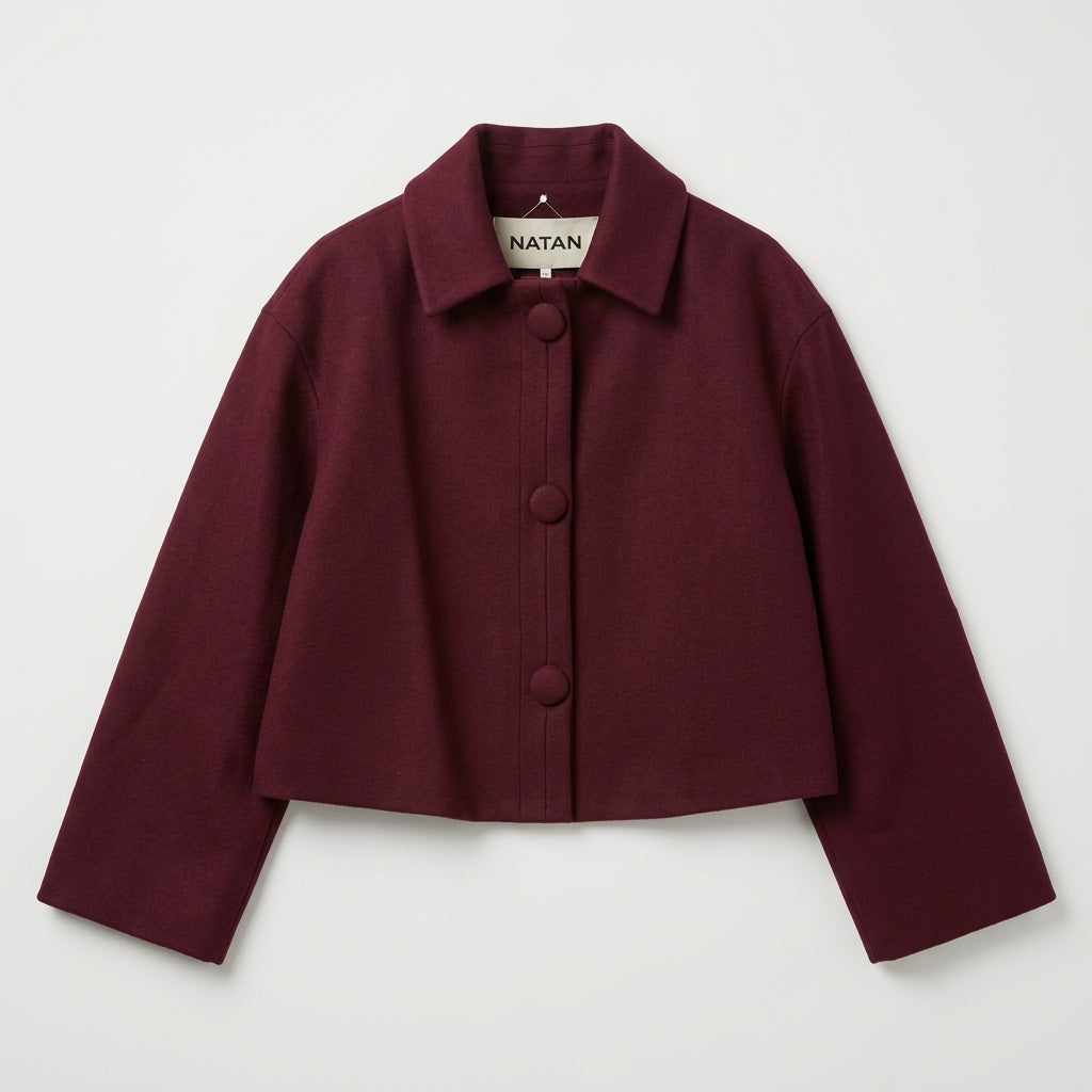 NATAN Structured Burgundy Cropped Jacket