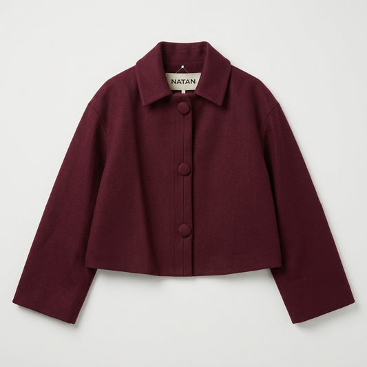 NATAN Structured Burgundy Cropped Jacket
