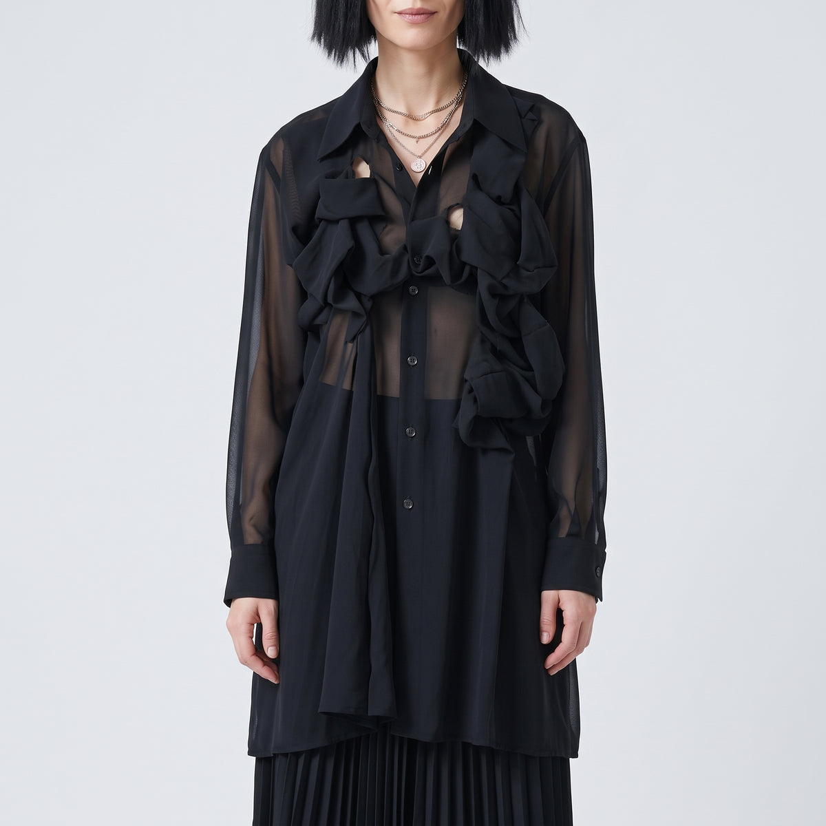 Sheer Ruffled Avant-Garde Shirt