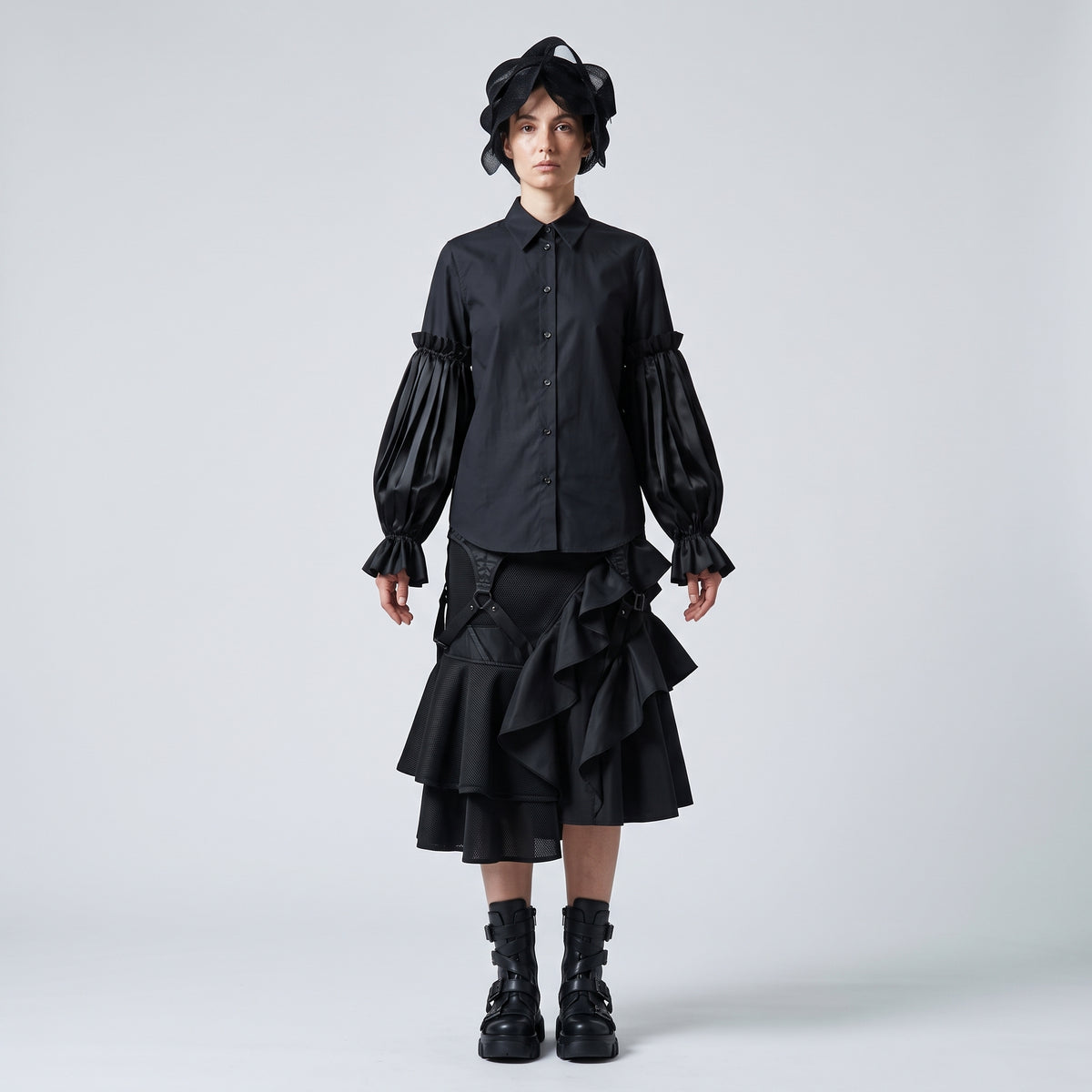 NOIR KEI NINOMIYA Avant-Garde Pleated Sleeve Shirt - view 3