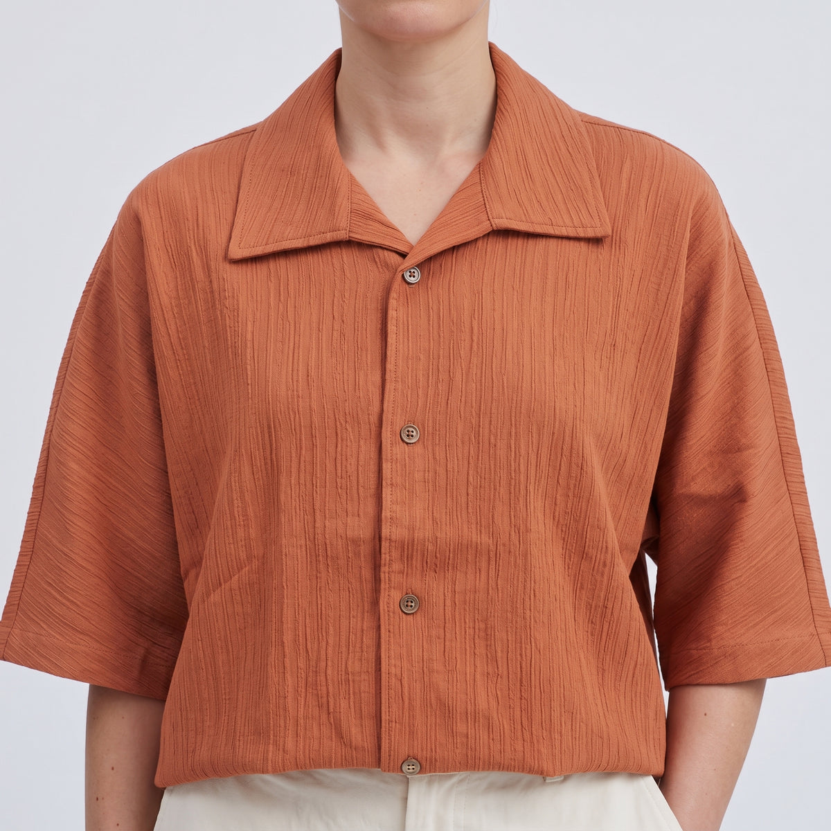 LE17SEPTEMBRE HOMME Terracotta Textured Camp Collar Shirt - view 2
