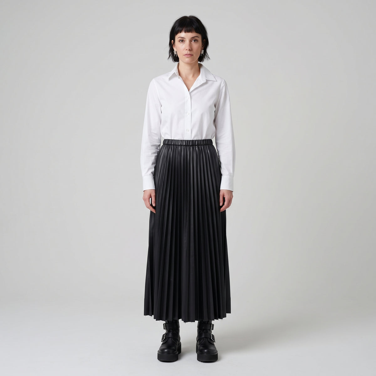 JUNYA WATANABE Pleated Faux Leather Midi Skirt - view 3