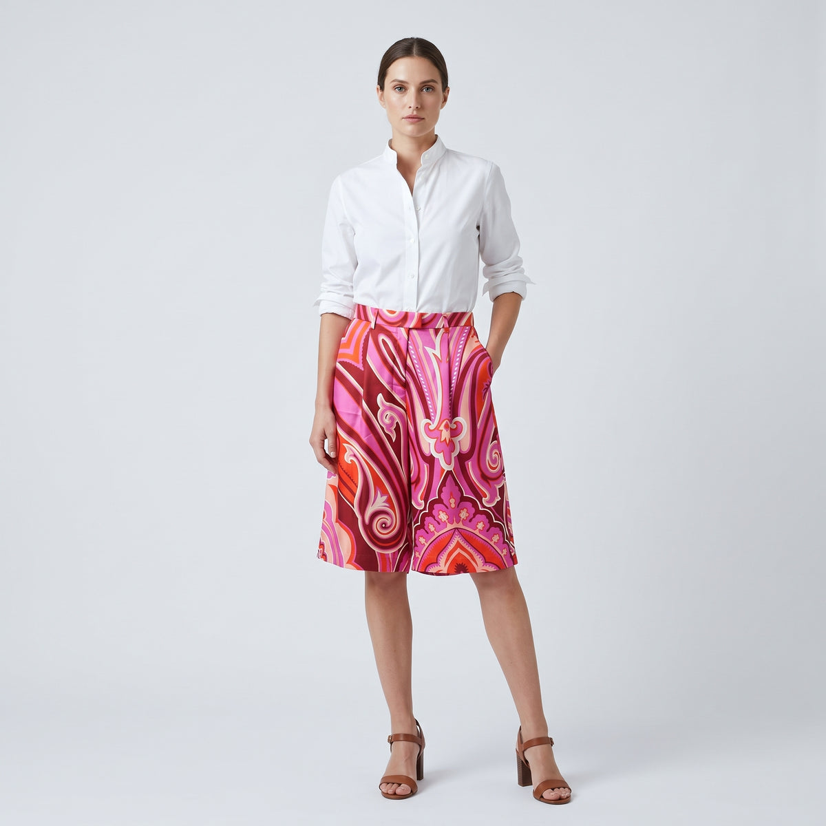 Fuchsia Paisley Wide Leg Trousers