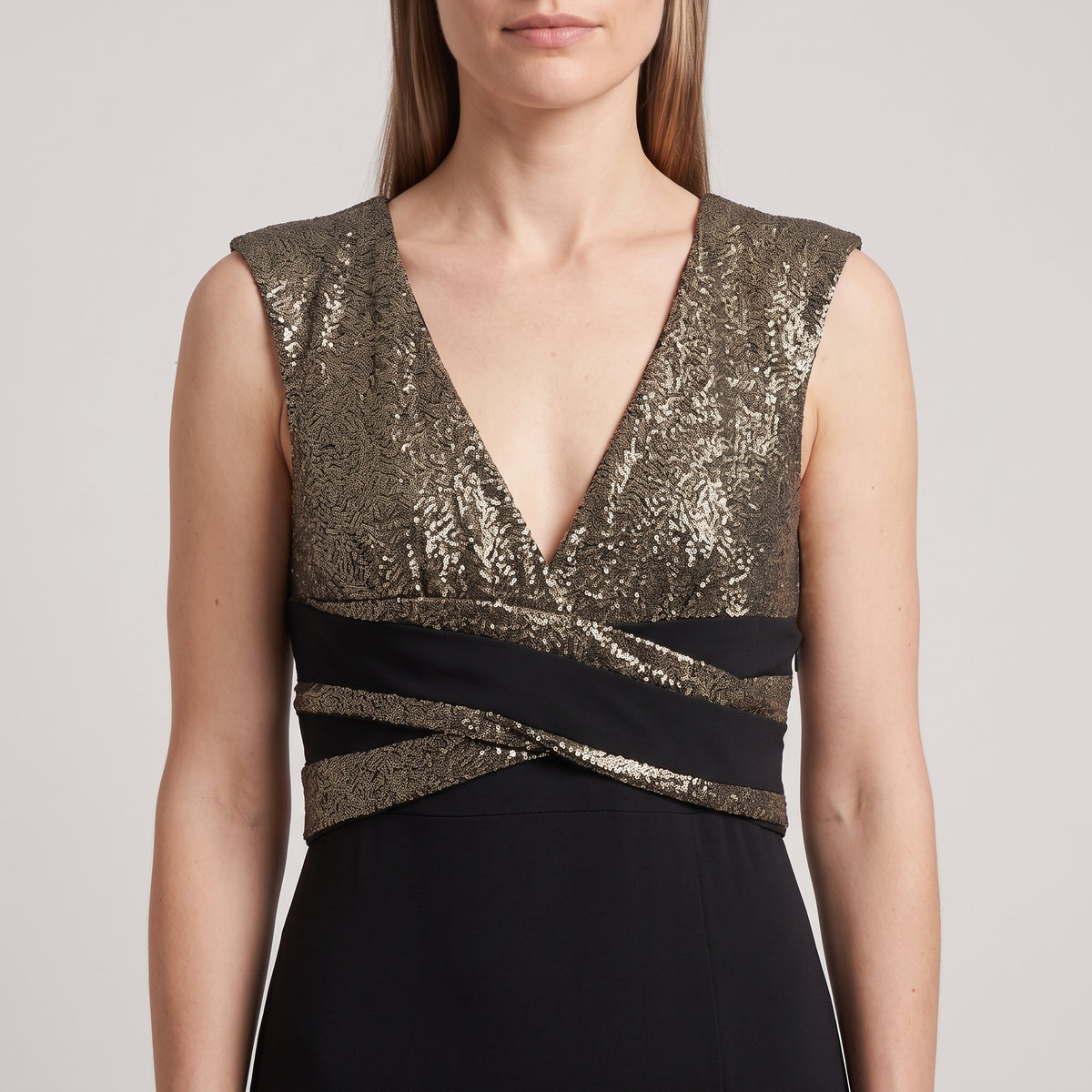 Metallic Bodice Maxi Dress