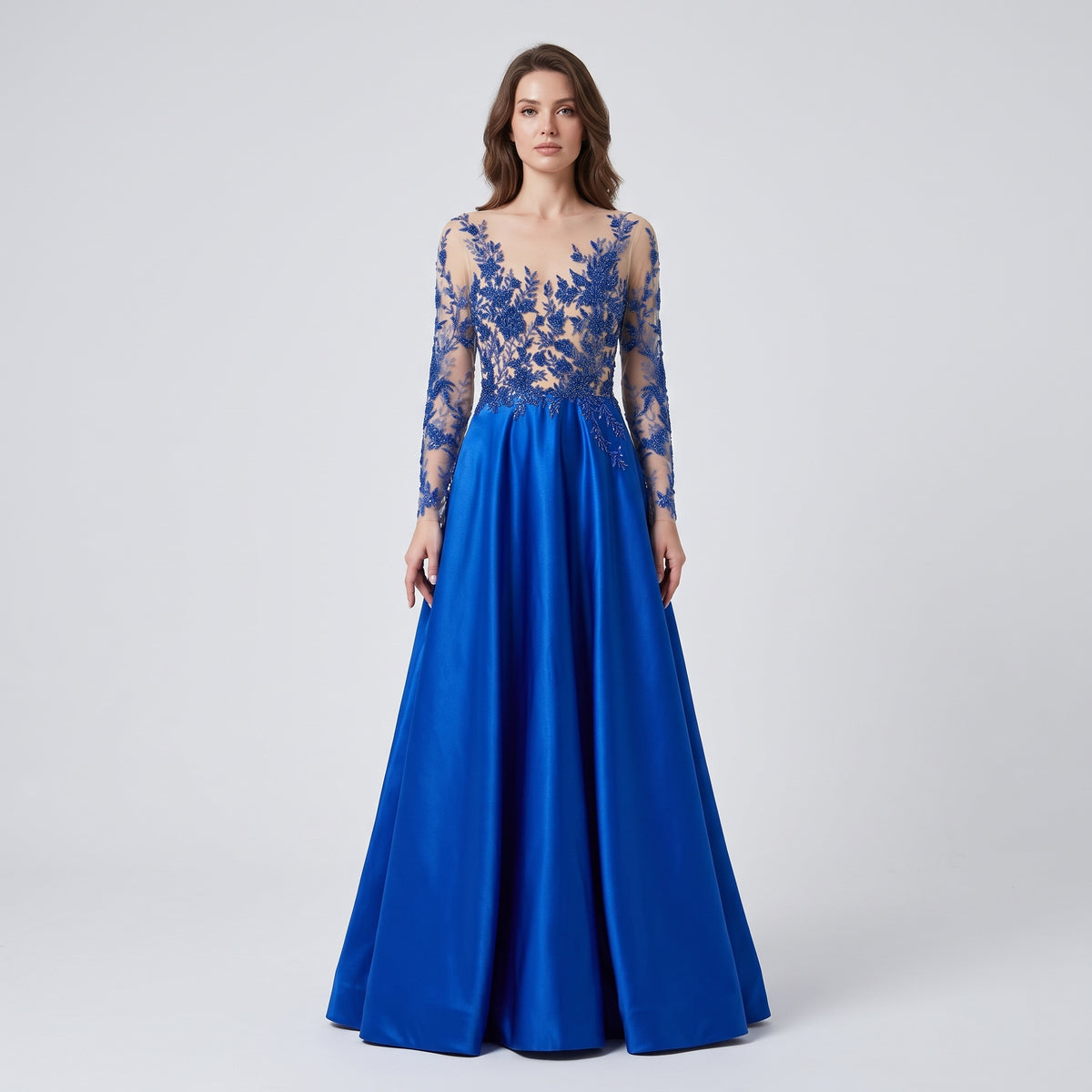 Royal Blue Embellished Evening Gown