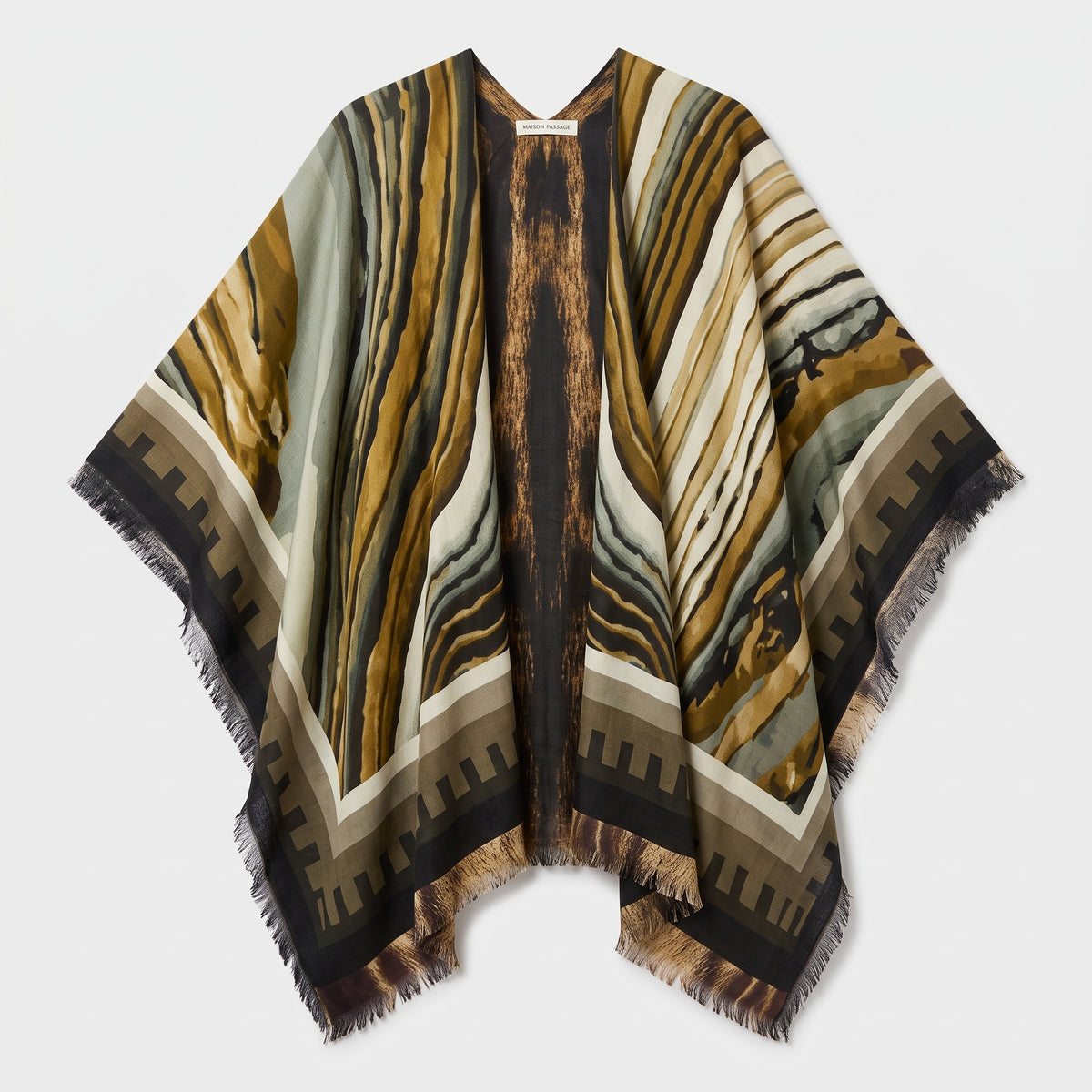 MAISON PASSAGE Waves Printed Fringed Kimono