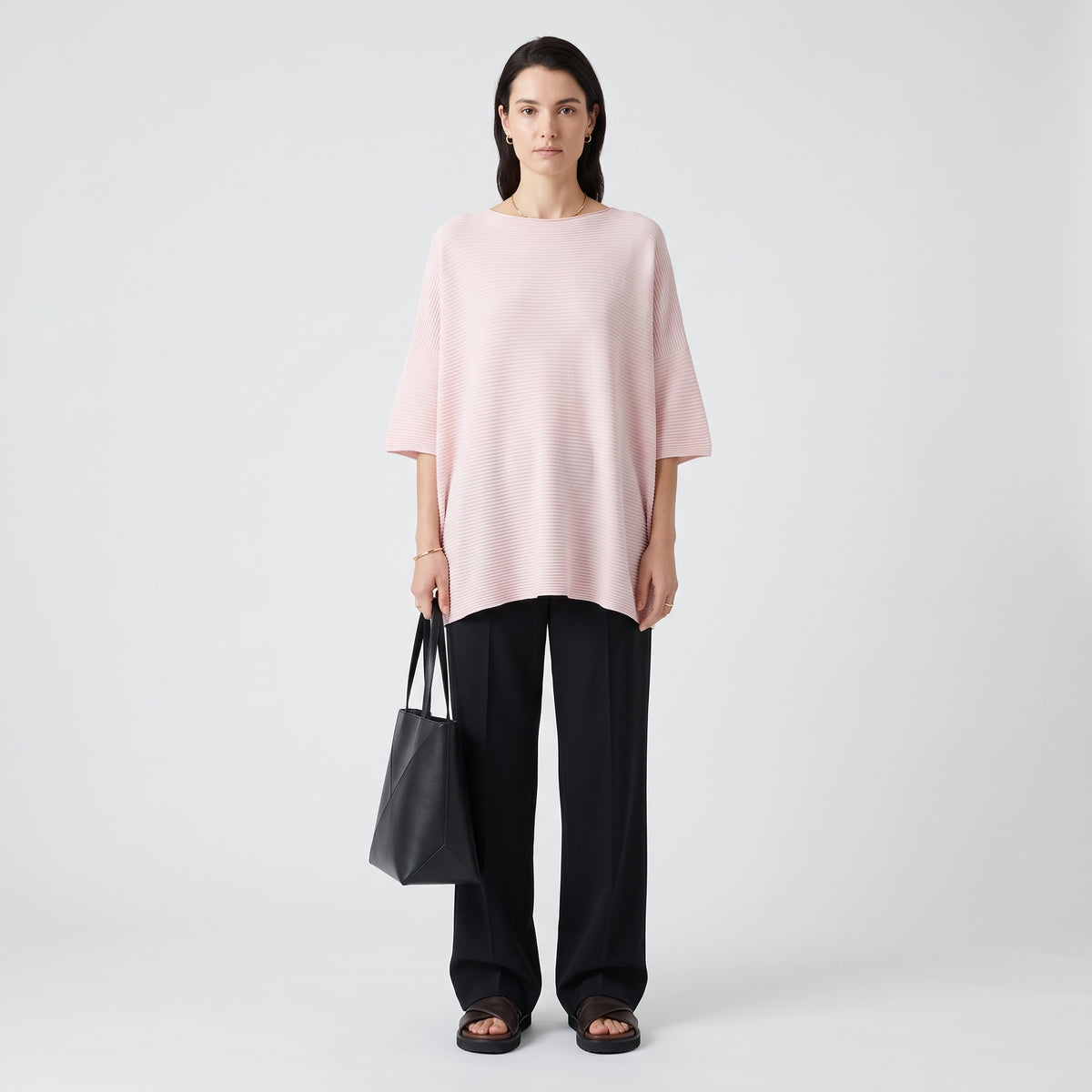 ESKANDAR Oversized Ribbed Knit Top - view 3
