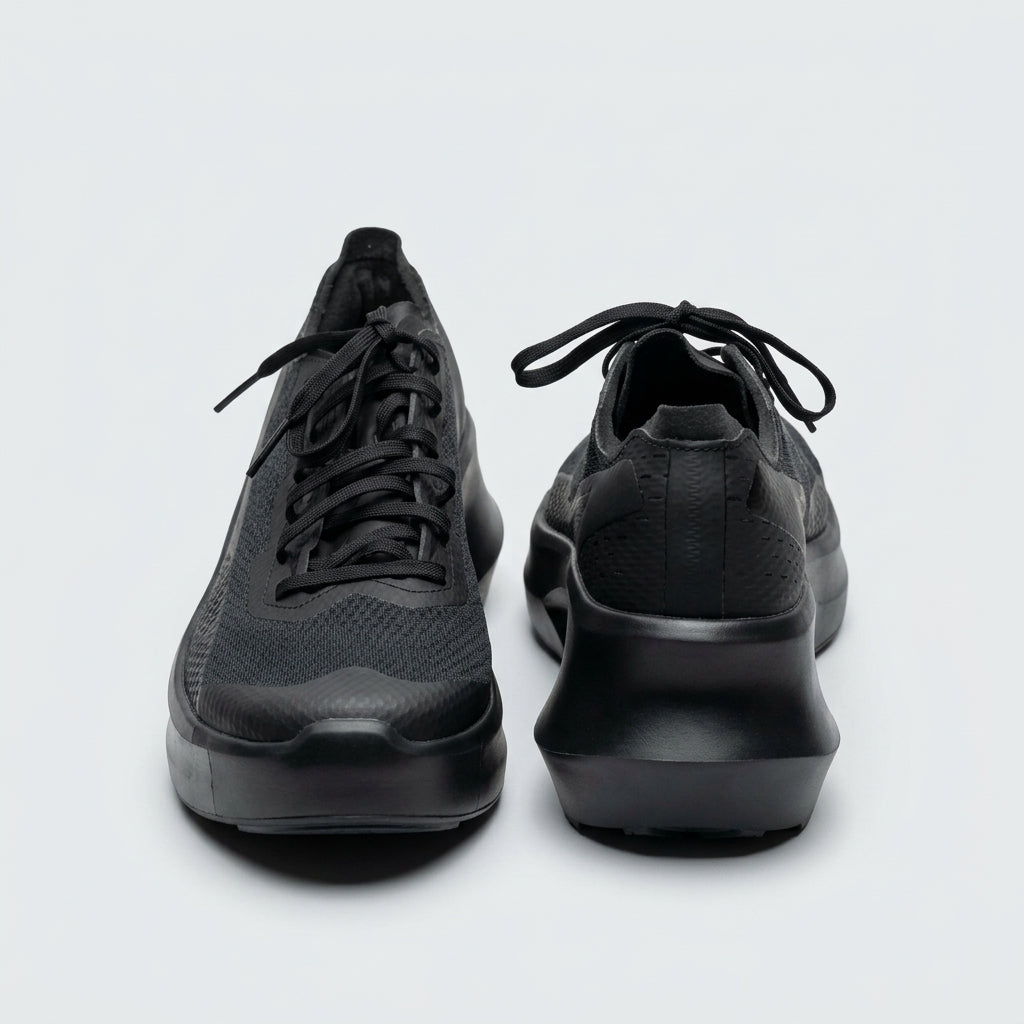All-Black Technical Mesh Sneakers