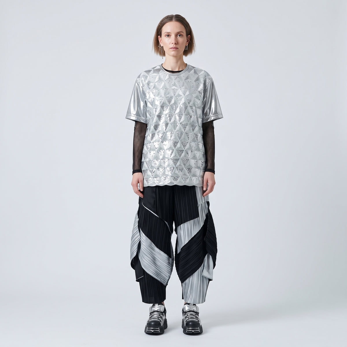 Metallic Sequin Geometric Tee