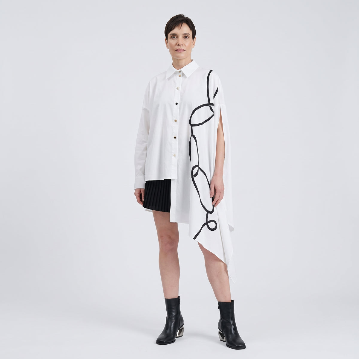 Asymmetric Chain Graphic Shirt