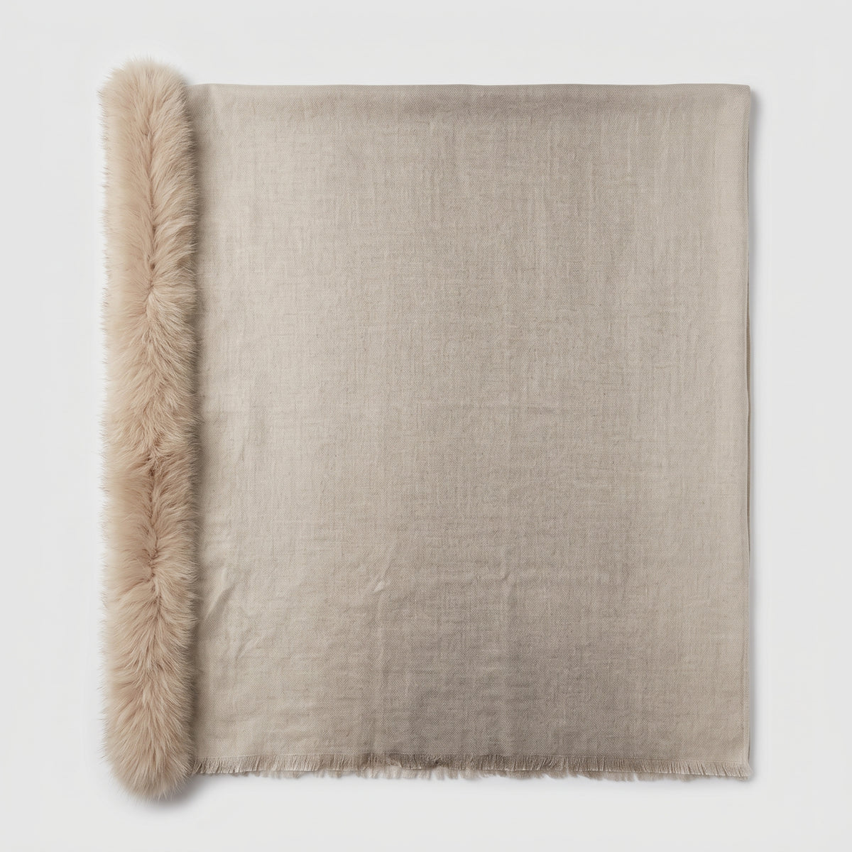 AMA PURE Fur Trimmed Wool Scarf Cape