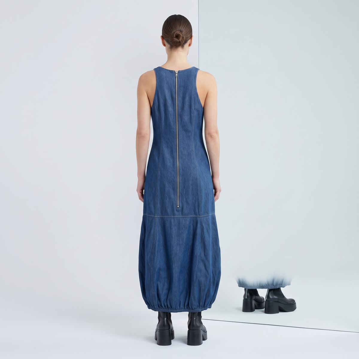 VICTORIA TOMAS Heart Detail Denim Balloon Dress - view 5