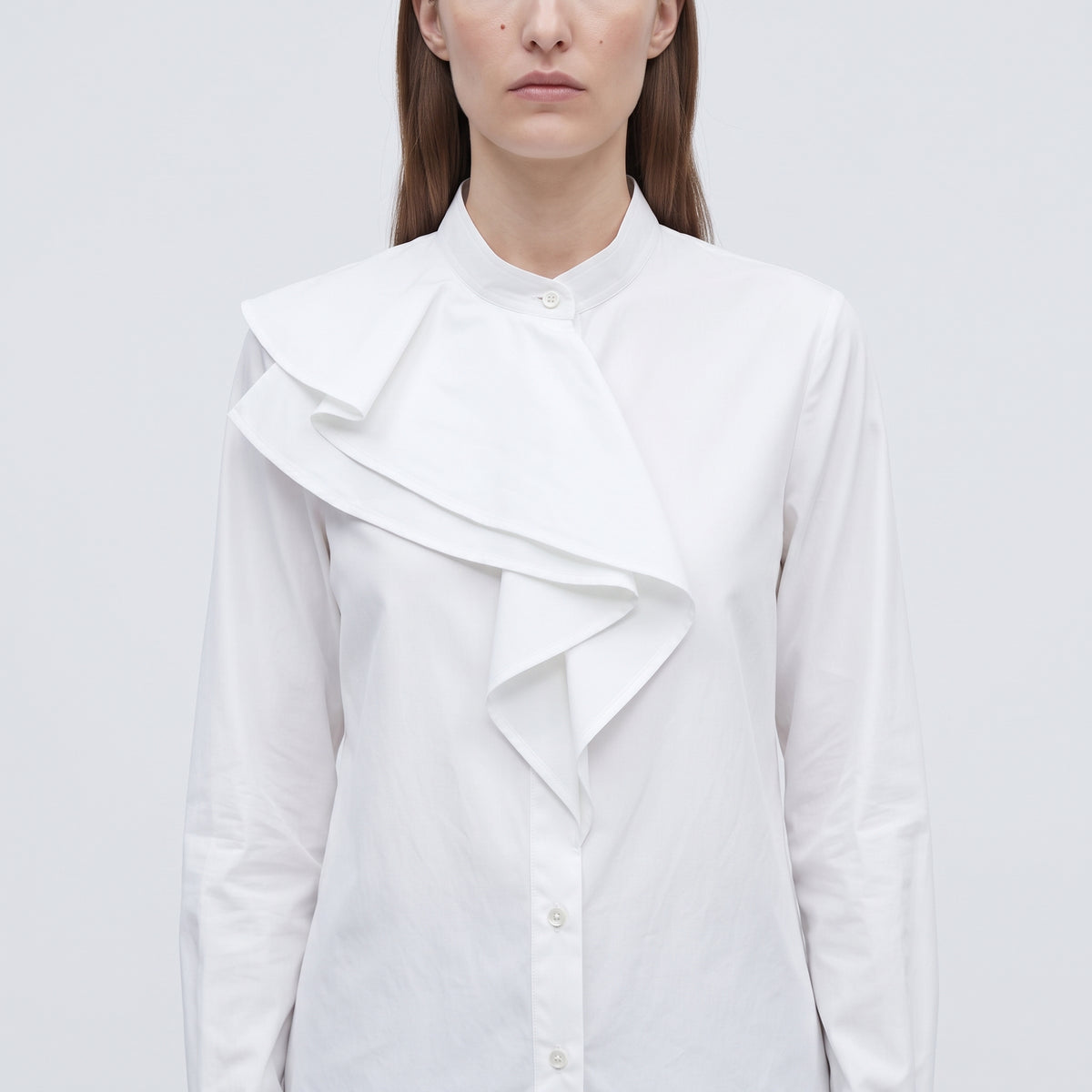 LANVIN Asymmetric Ruffle White Cotton Shirt - view 2