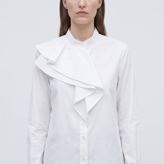 LANVIN Asymmetric Ruffle White Cotton Shirt - view 2
