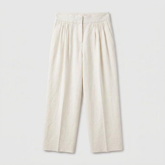 CHLOE White Pleated Wide-Leg Trousers