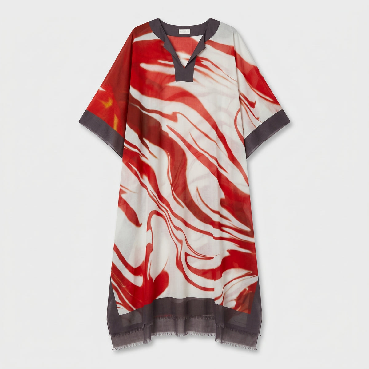 DRIES VAN NOTEN Red Swirl Print Kaftan Dress