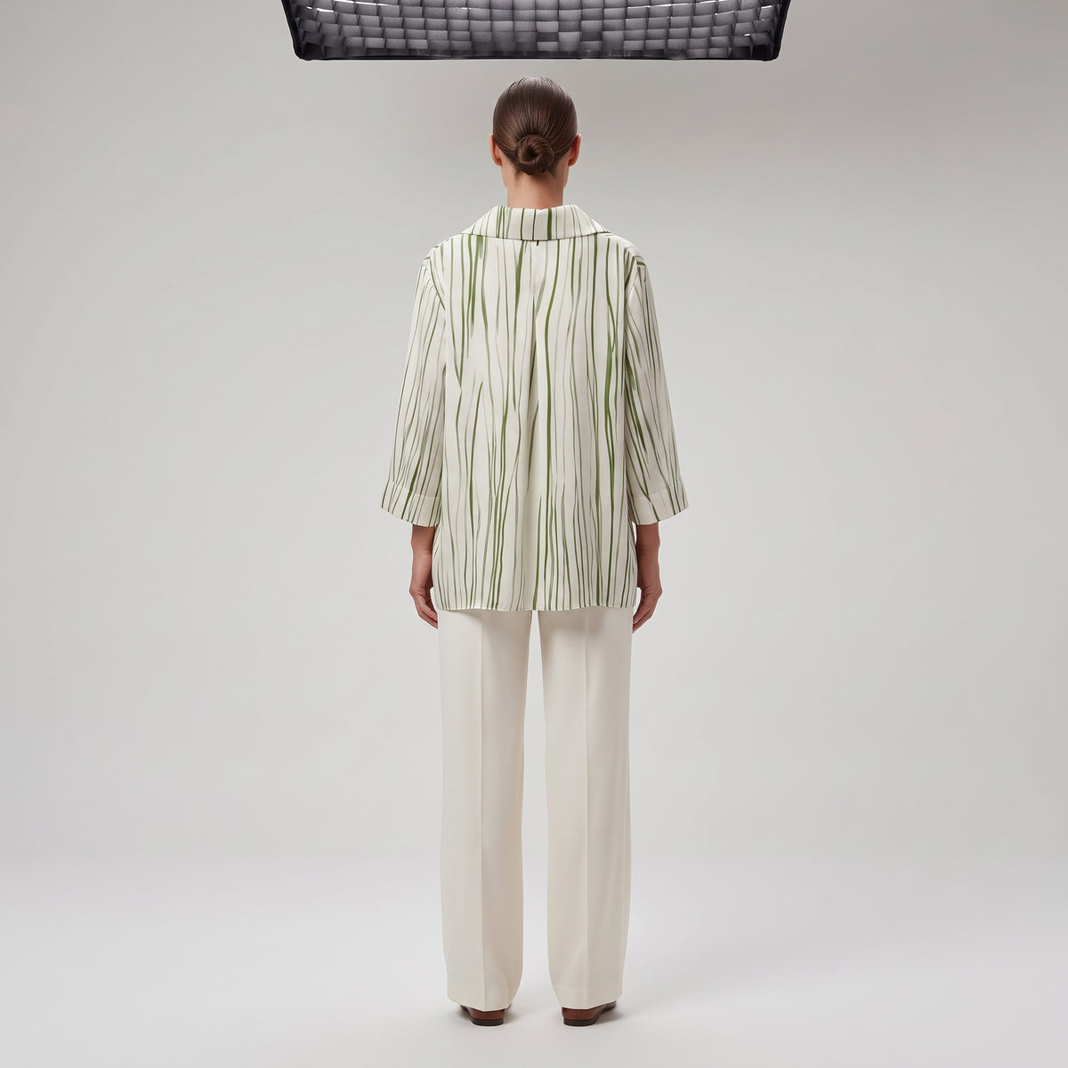 Striped Off-White Green Blouse